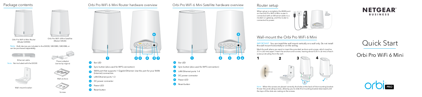 NETGEAR Orbi Pro WiFi 6 Mini Quick Start Guide