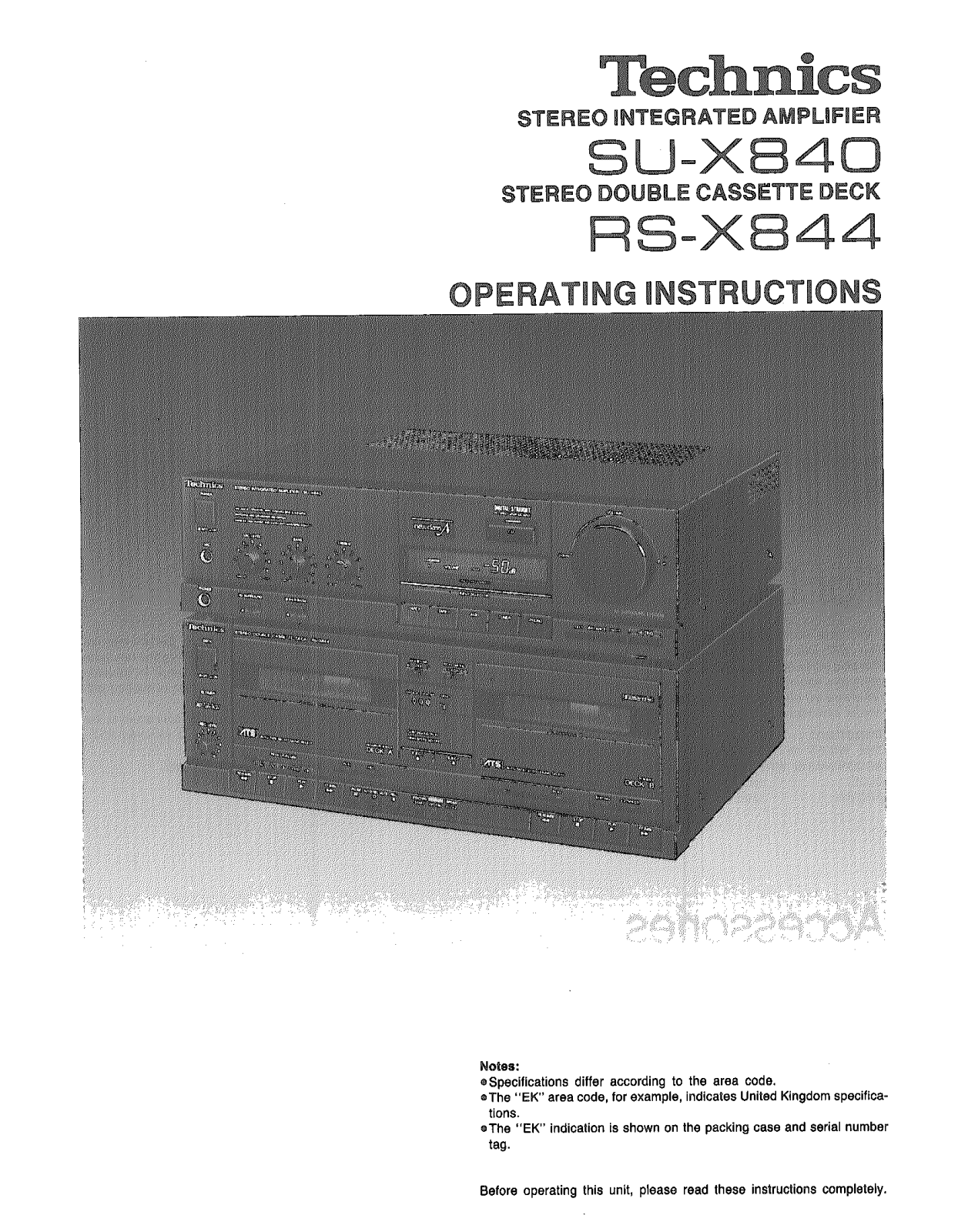 Panasonic SU-X840 User Manual