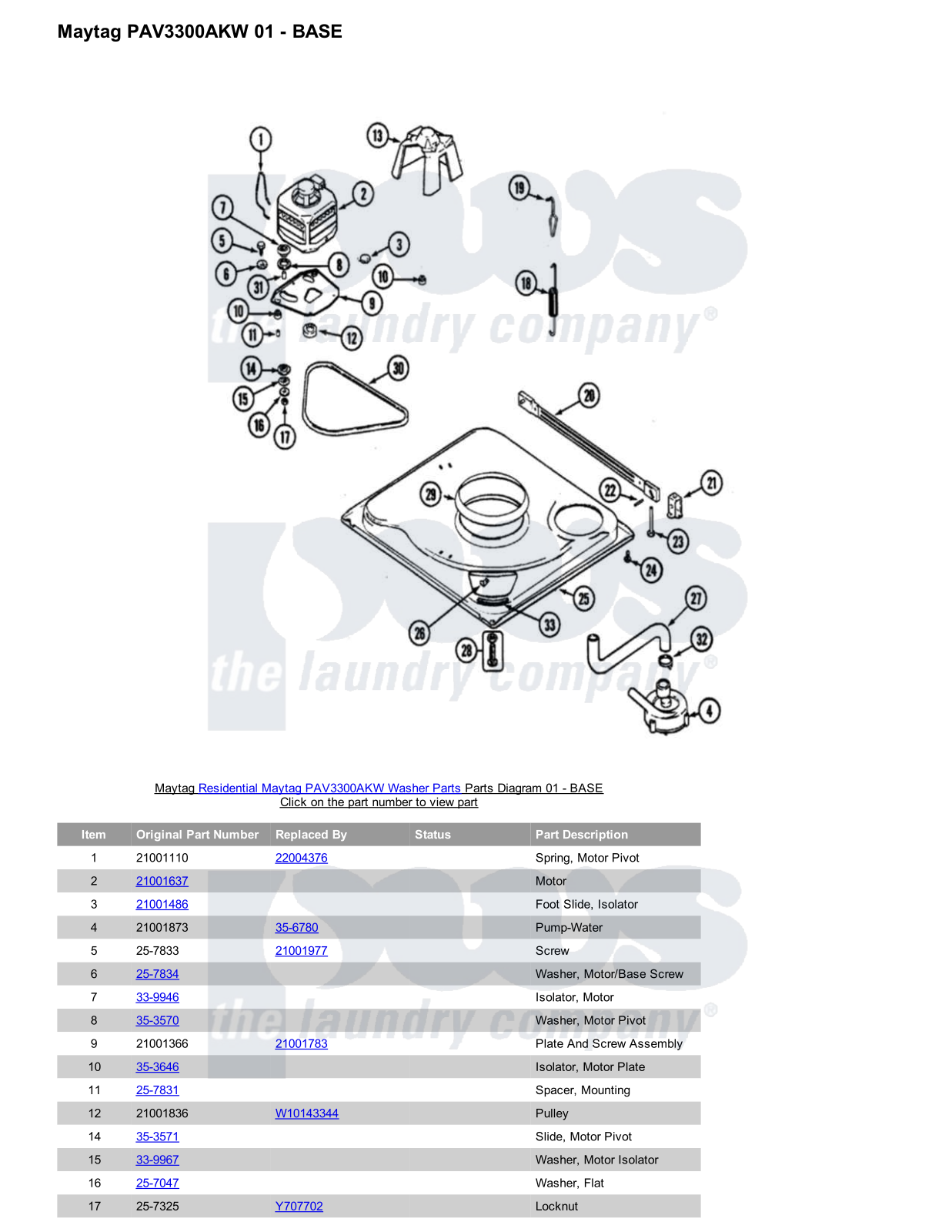 Maytag PAV3300AKW Parts Diagram