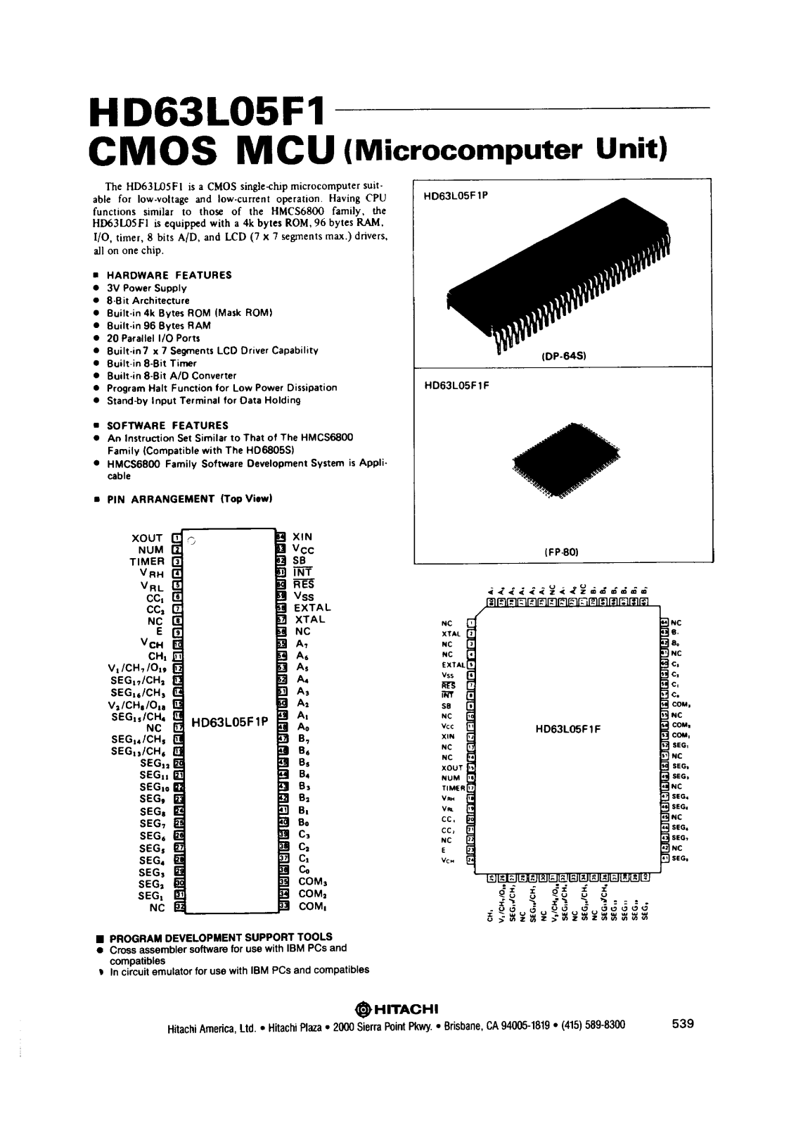 HIT HD63L05F1P, HD63L05F1F Datasheet