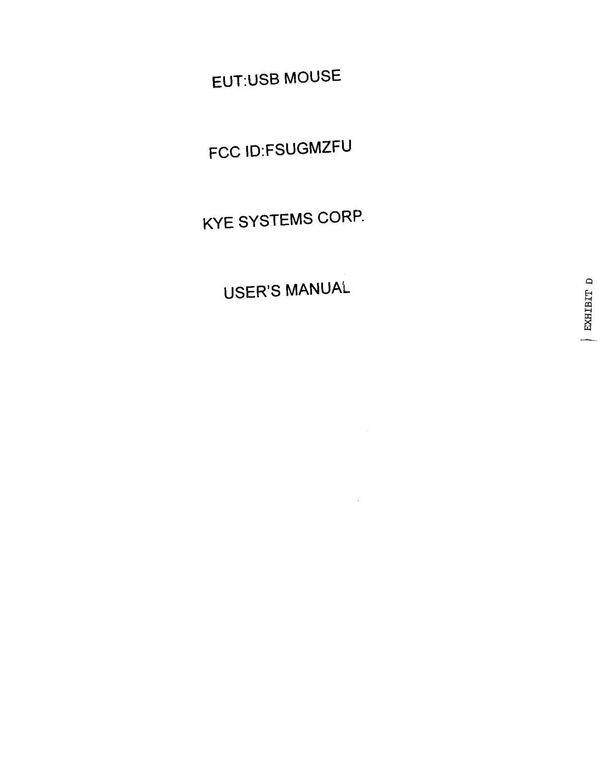 KYE SYSTEMS GMZFU User Manual