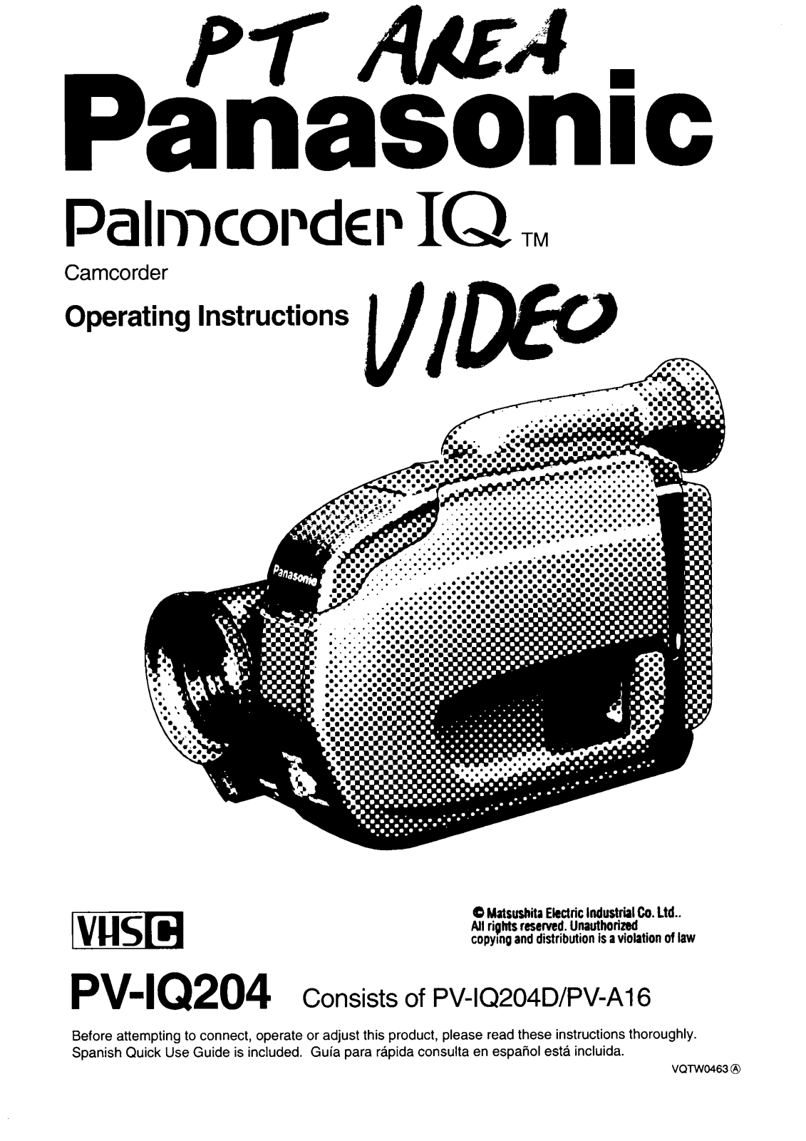 Panasonic PV-IQ204 Operation Manual