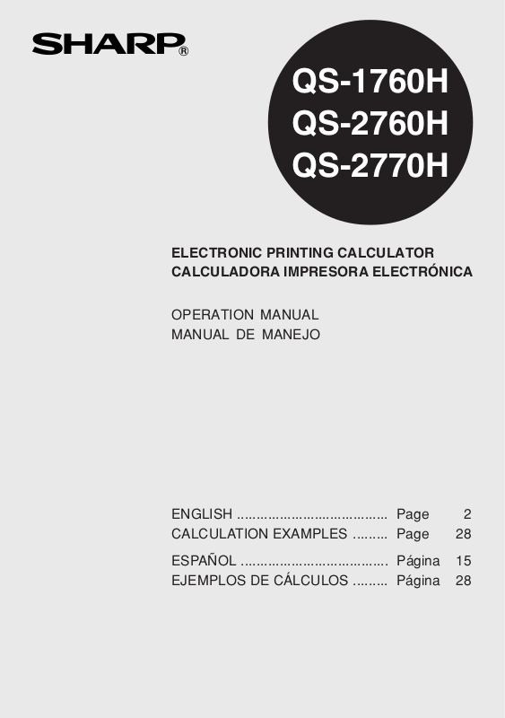 Sharp Qs 2770h Qs 2760h Qs 1760h User Manual