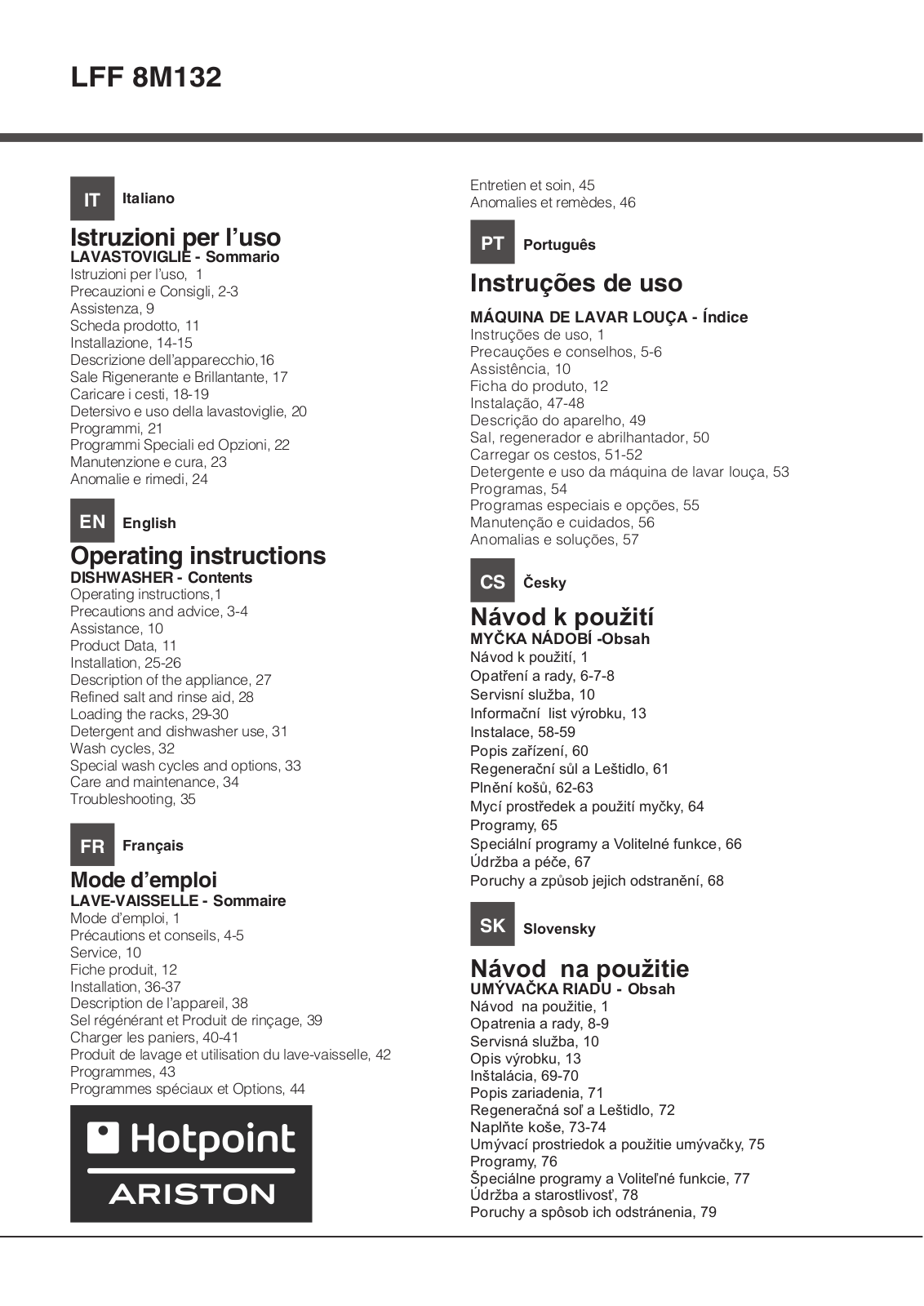 HOTPOINT/ARISTON LFF 8M132 IX EU User Manual