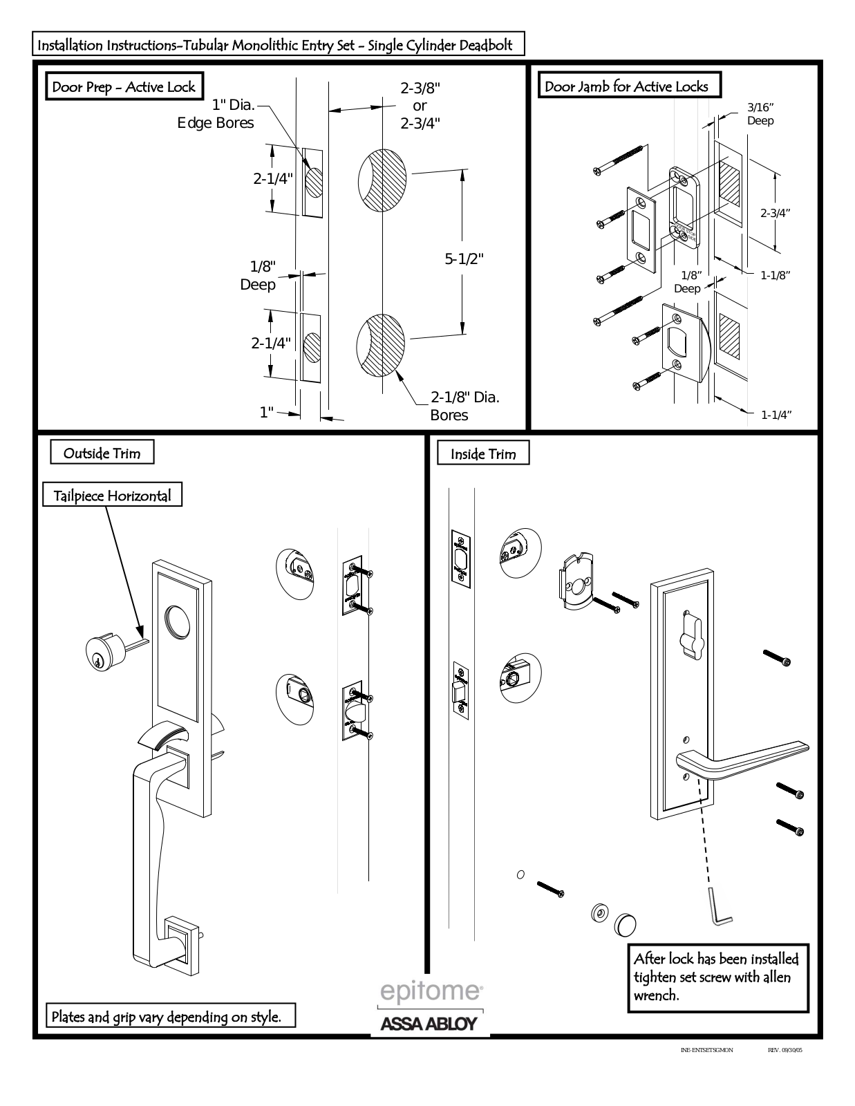 Emtek Tubular Entrance Single Cylinder User Manual