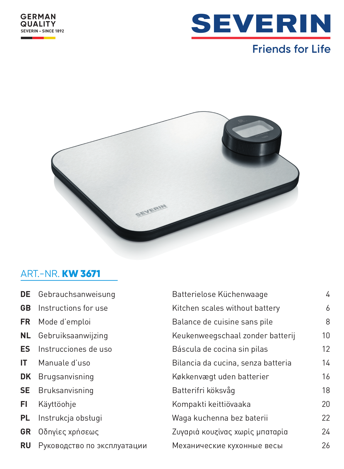 Severin KW 3671 Technical data