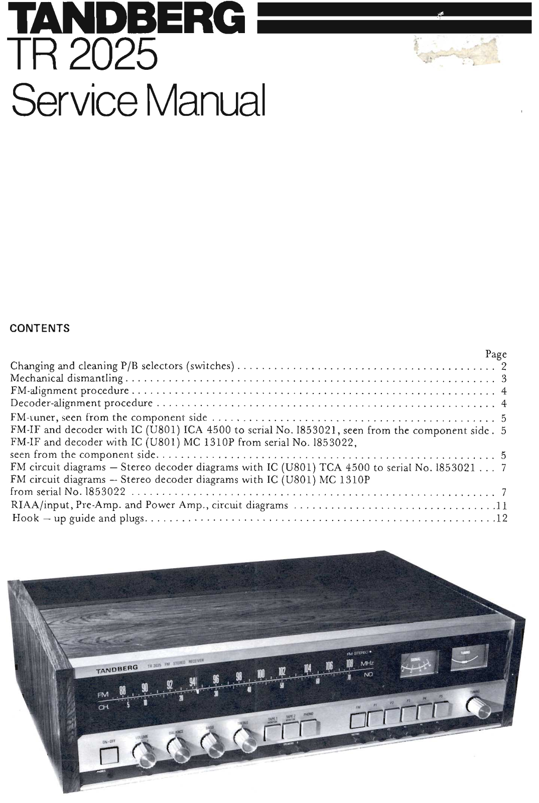 Tandberg TR-2025 Service Manual