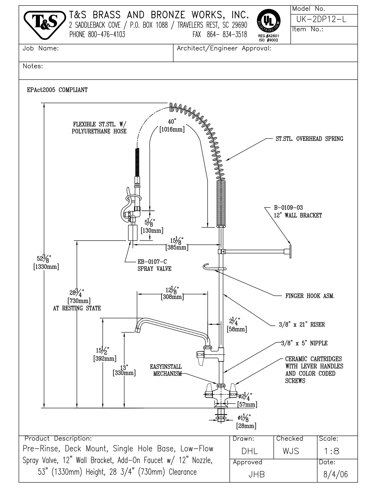 T&S Brass UK-2DP12-L User Manual