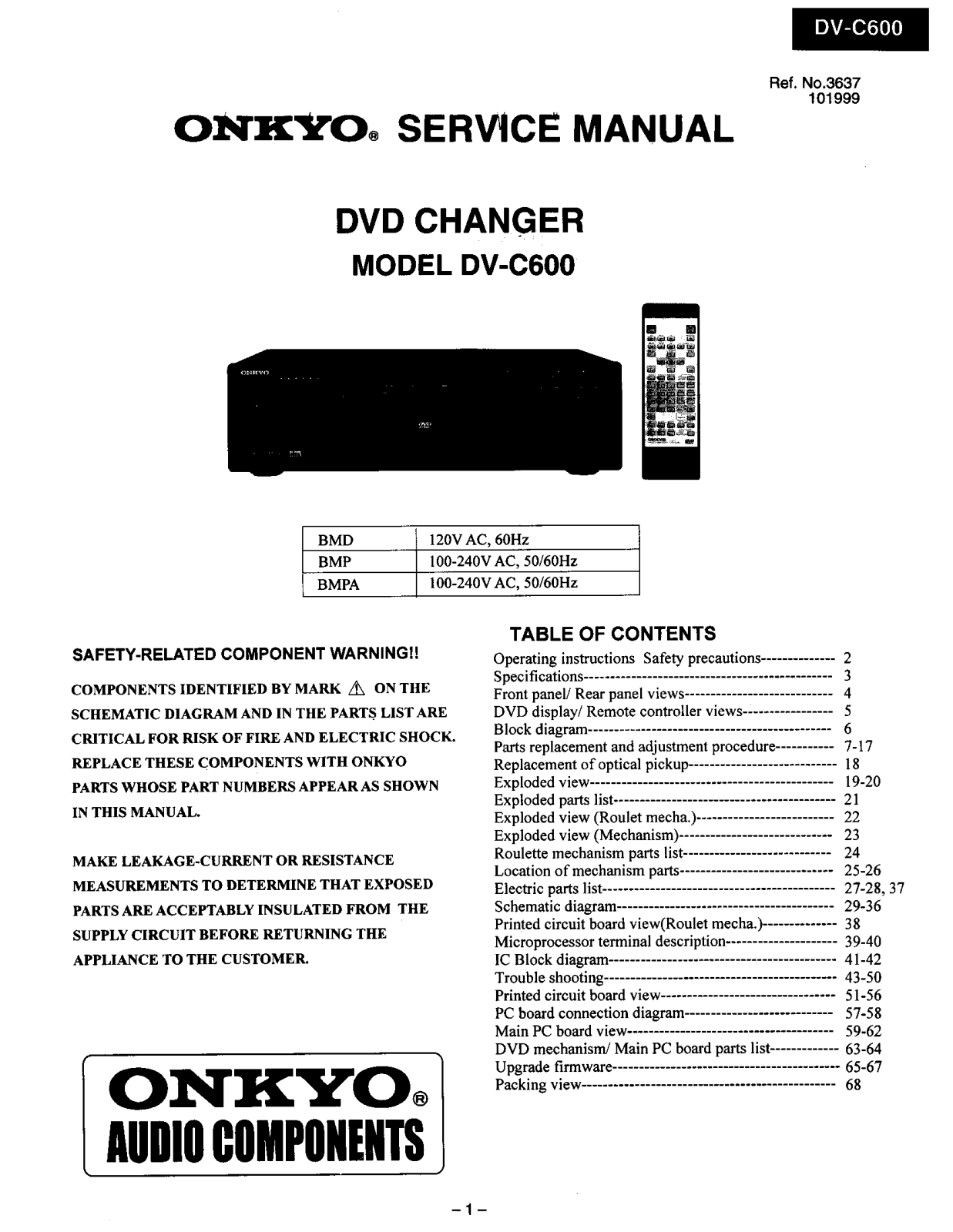 Onkyo DVC-600 Service manual