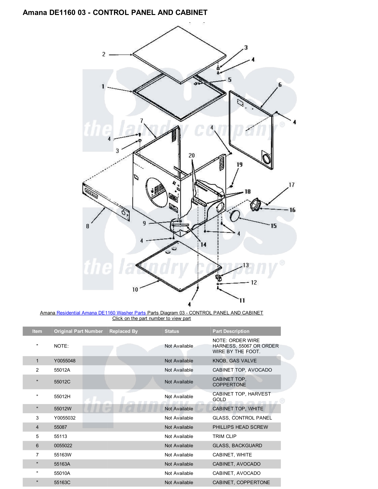 Amana DE1160 Parts Diagram