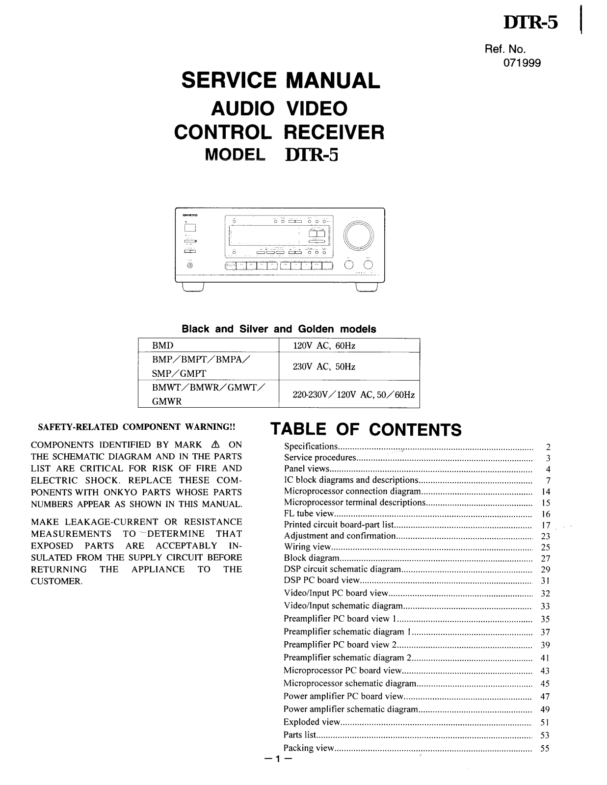 Onkyo DTR-5 Service Manual