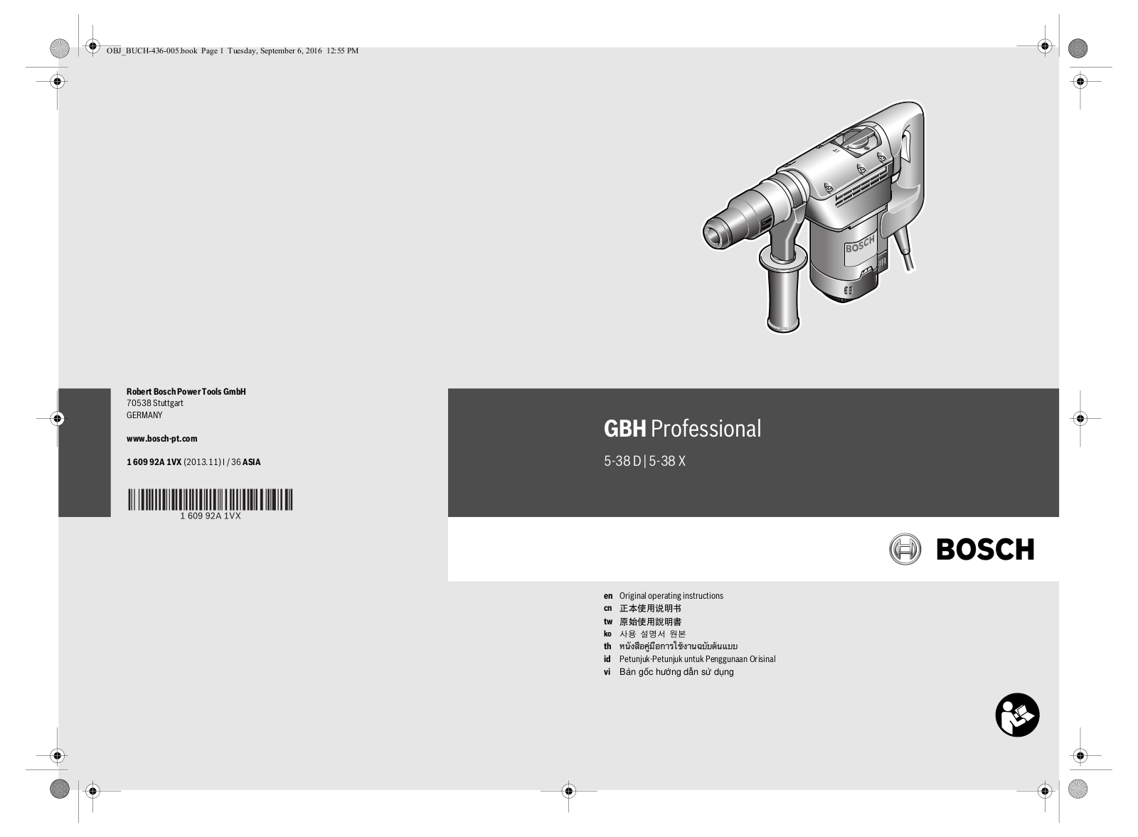 Bosch GBH 5-38 D Professional, GBH 5-38 X Professional User Manual