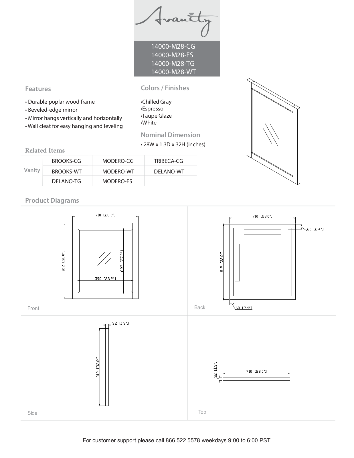 Avanity AVN1596 Specifications - ManualMachine.com