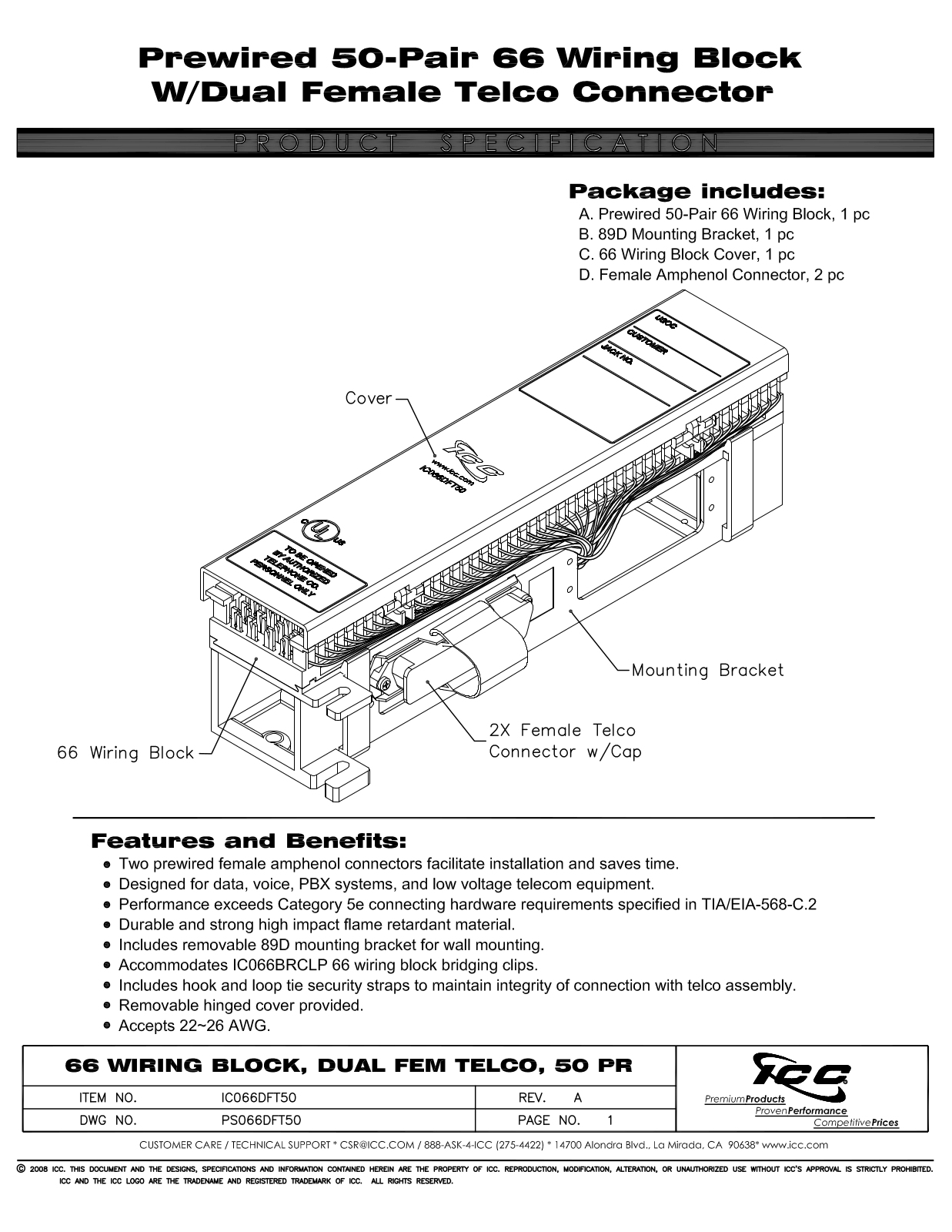 ICC IC066DFT50 Specsheet