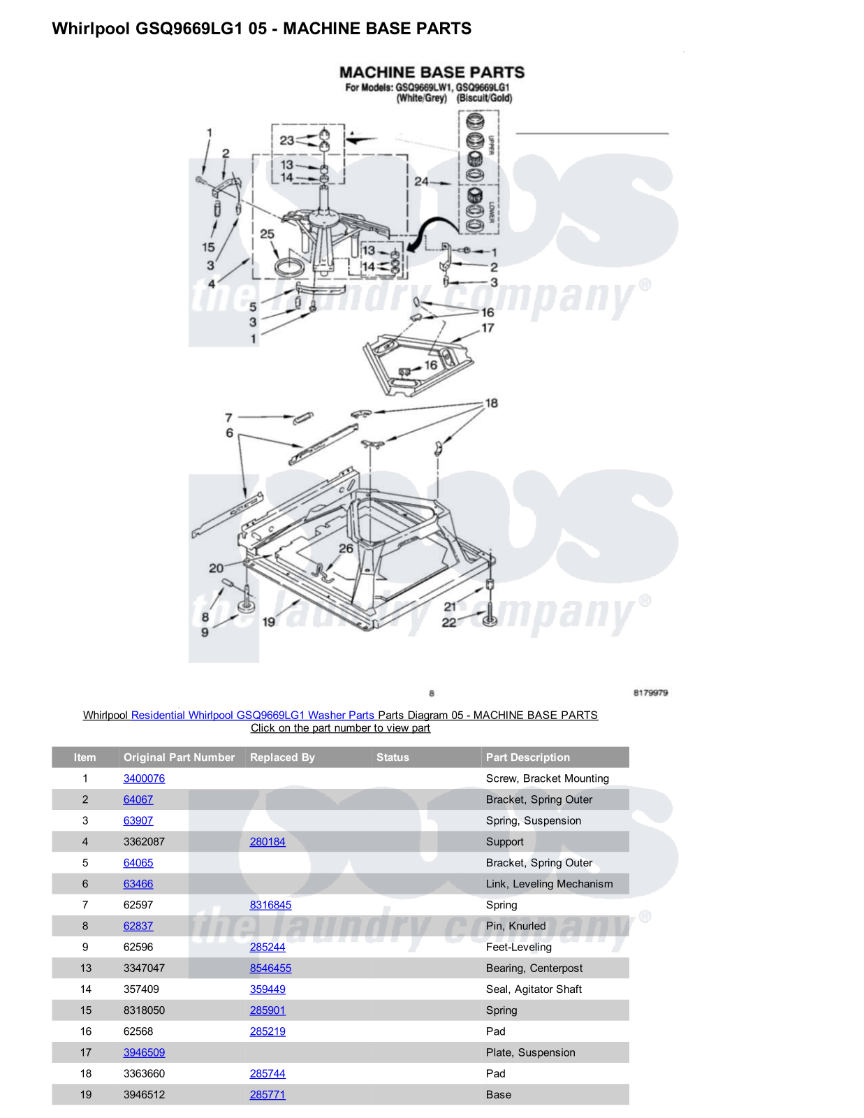 Whirlpool GSQ9669LG1 Parts Diagram