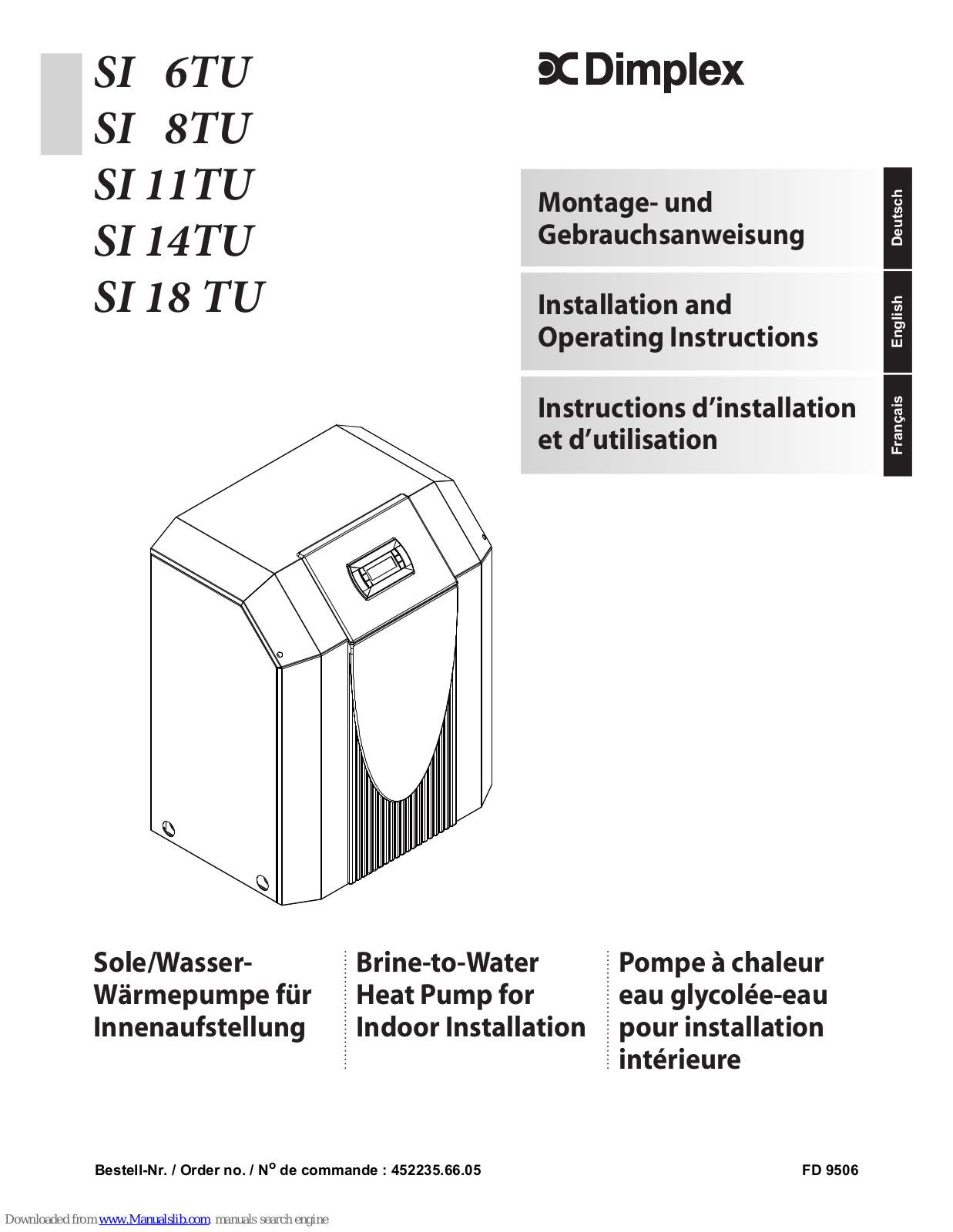 Dimplex SI 6TU, SI 8TU, SI 11TU, SI 14TU, SI 18 TU Installation And Operating Instructions Manual