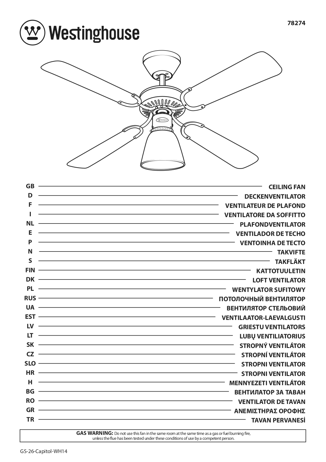 Westinghouse Capitol User Manual