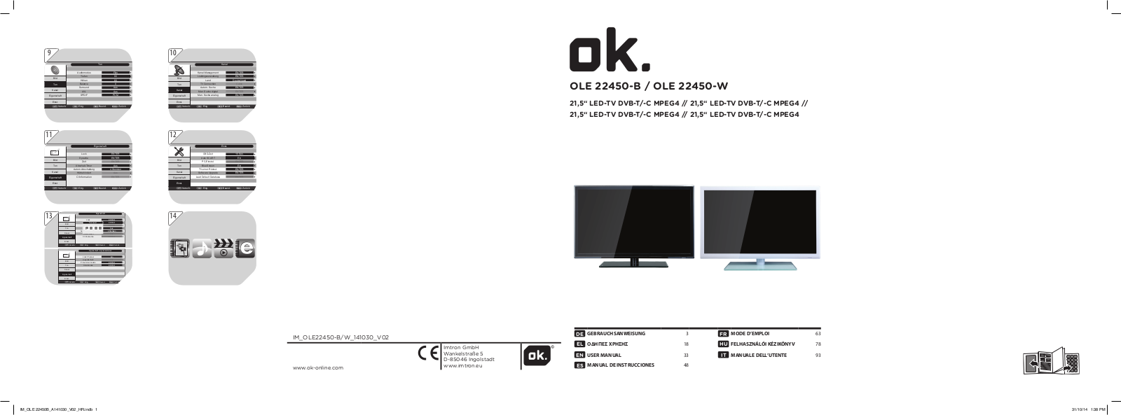 OK OLE 22450-B, OLE 22450-W User Manual