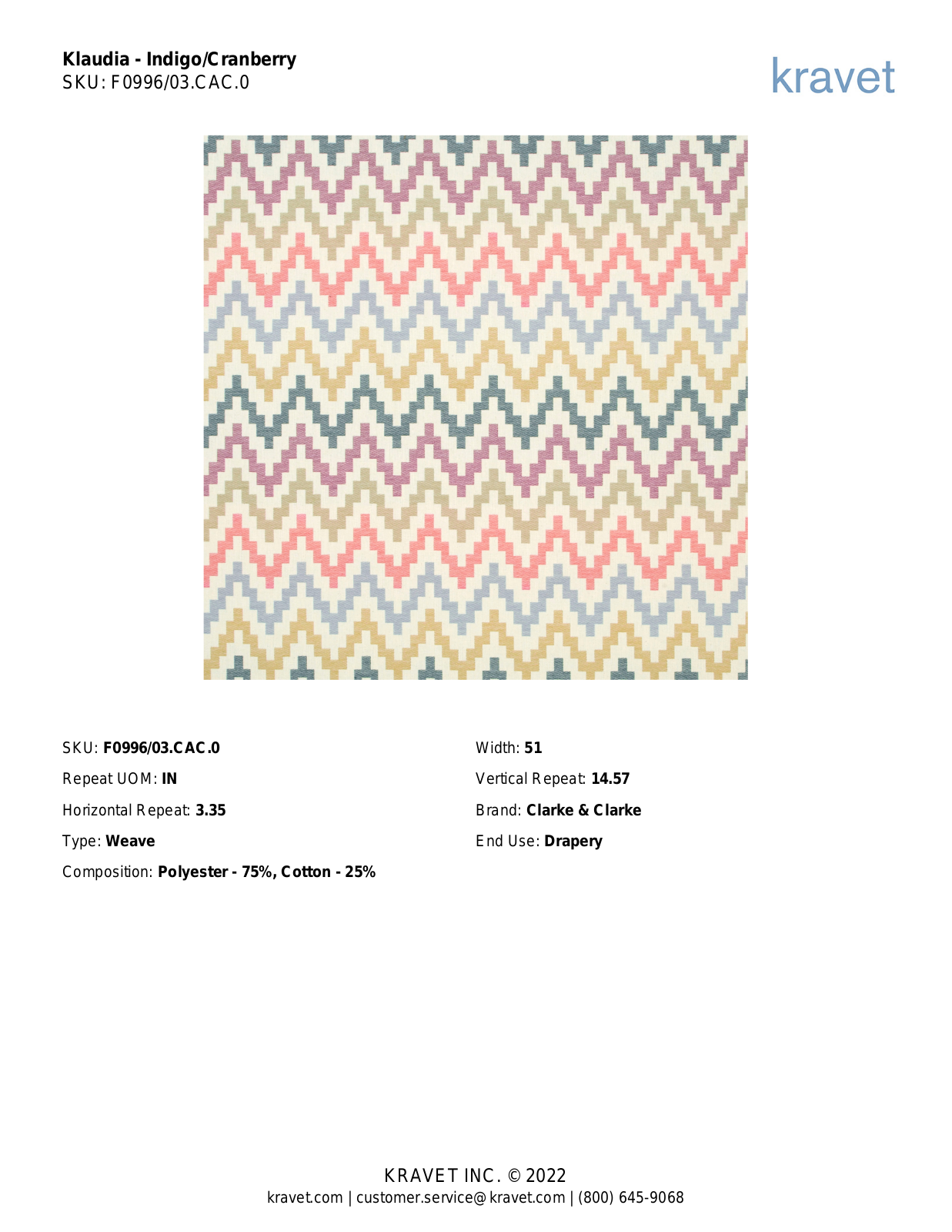 Clarke&Clarke LLC JCZ10445 Specifications