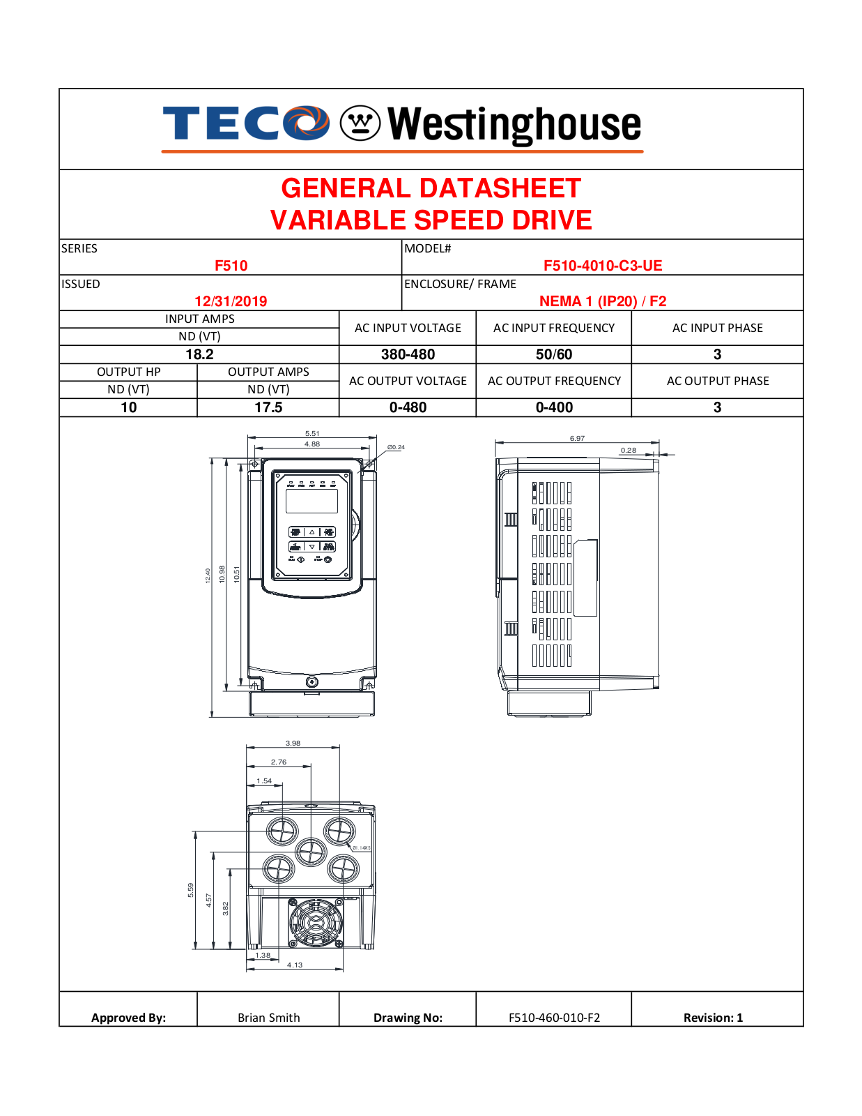 Teco F510-4010-C3-UE Data Sheet