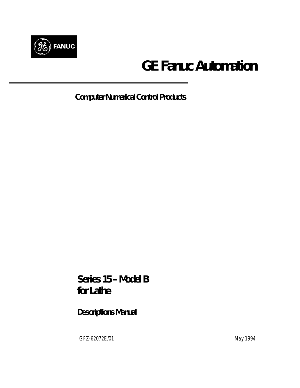 fanuc GFZ-62072E-01 Descriptions Manual