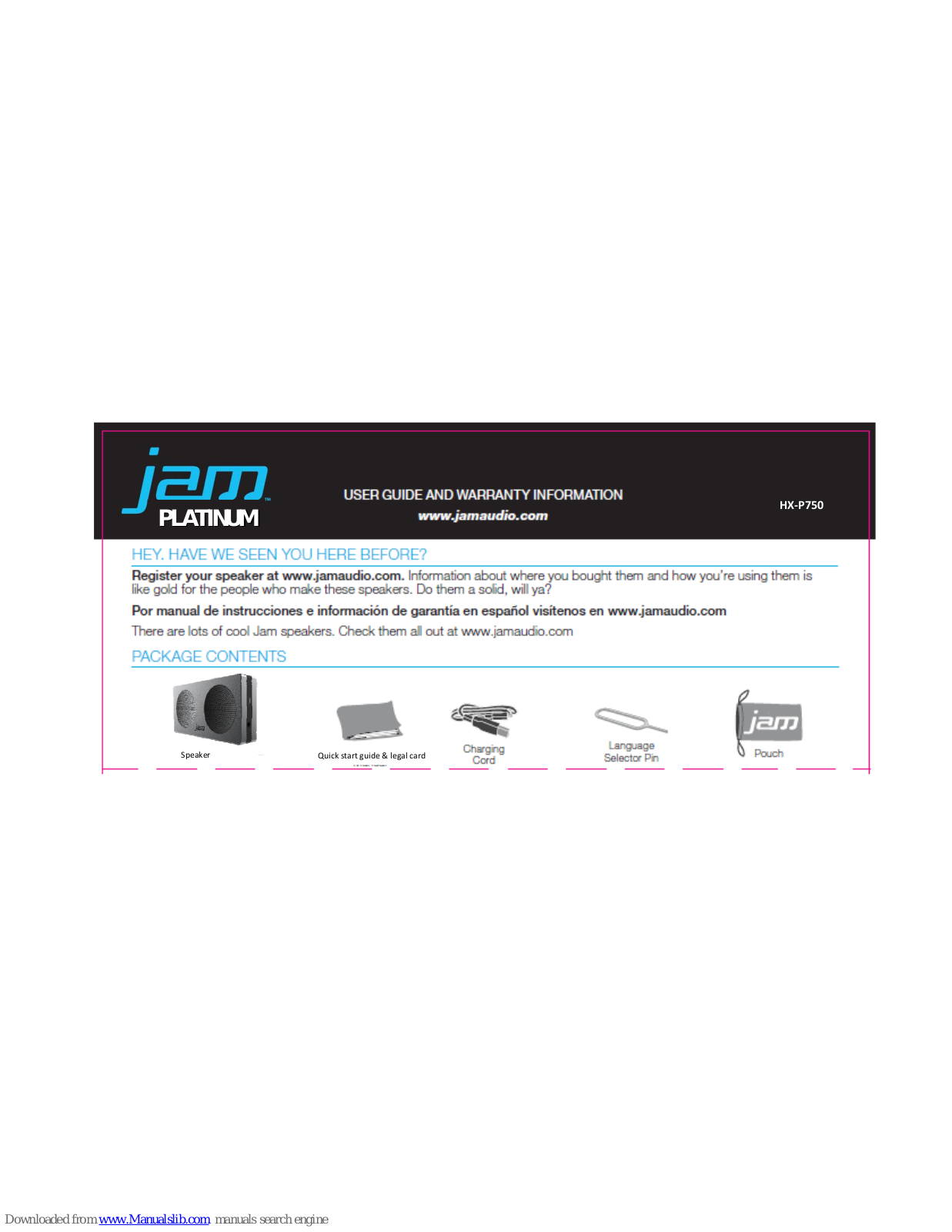 Jam HX-P750 Quick Start Manual