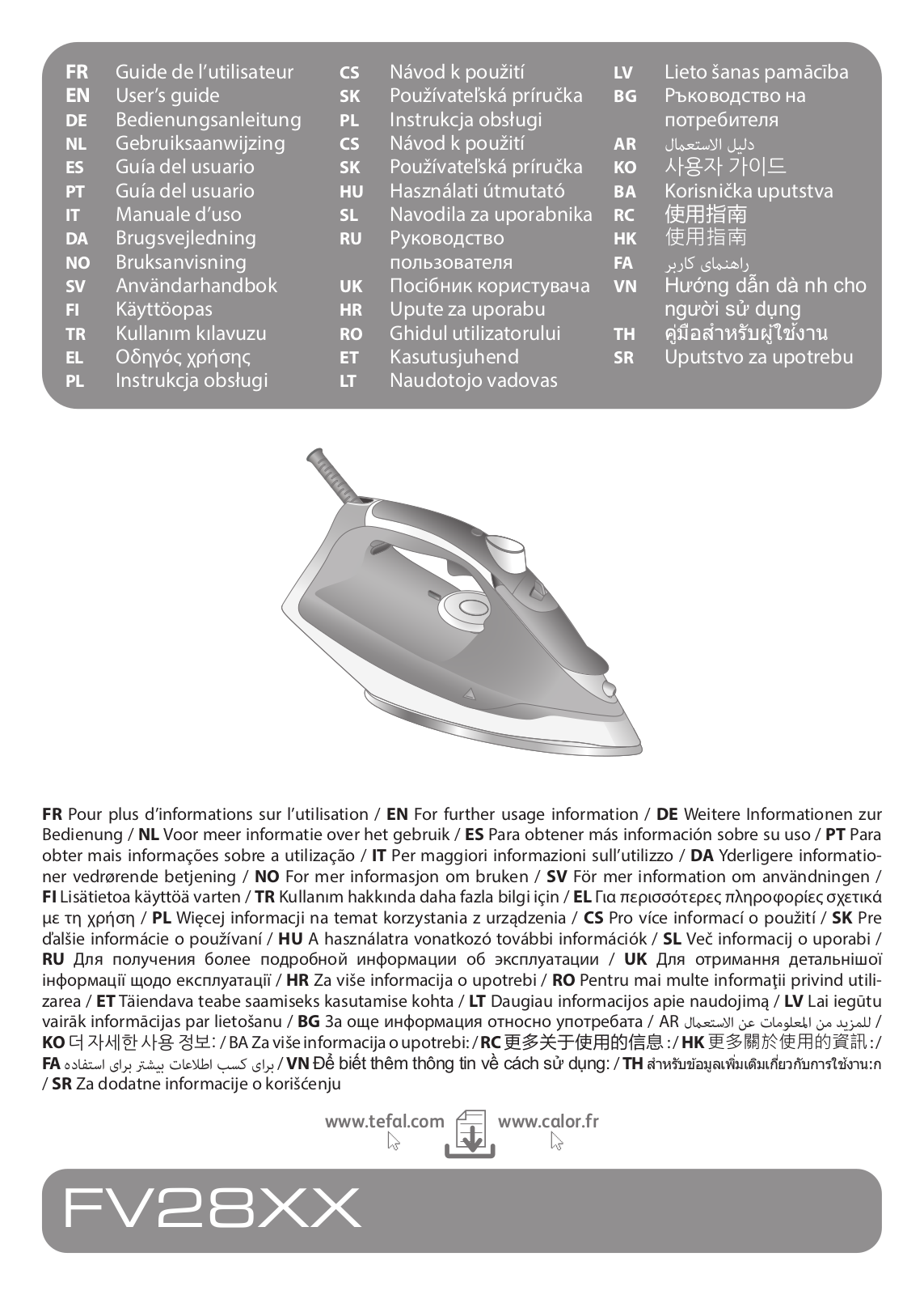 TEFAL Express Steam FV2837, Express Steam FV2867 User guide - ManualMachine.com