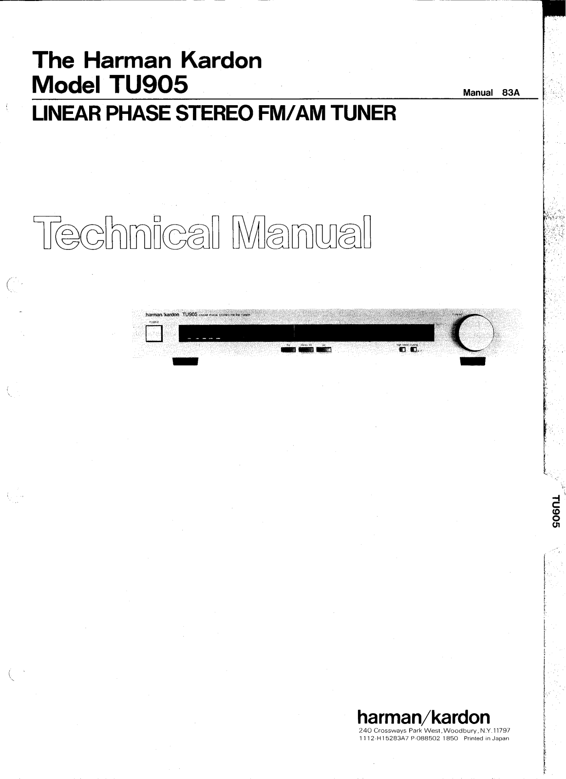 Harman Kardon TU-905 Service manual