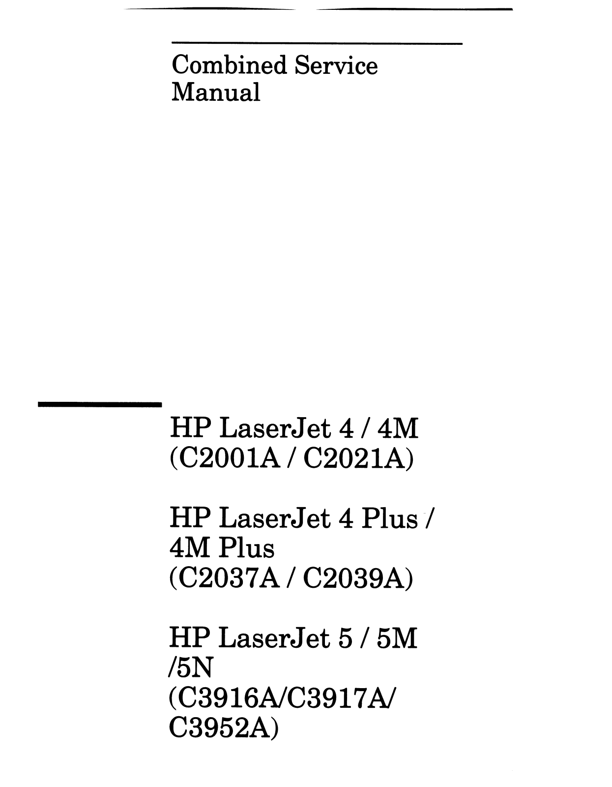 HP 5N, 5M, 4M Plus, 4 Plus, 4M Service Manual