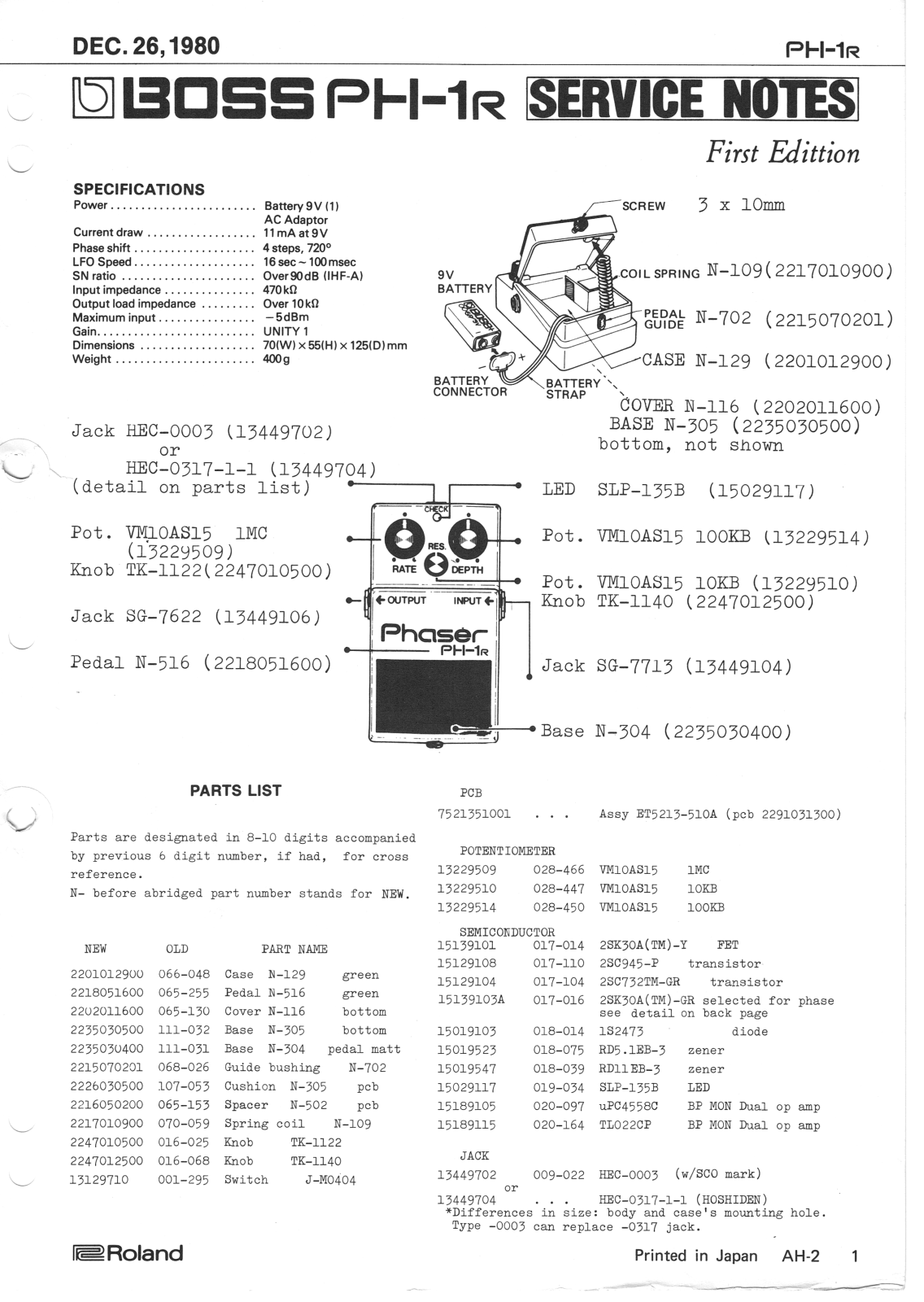 BOSS PH-1R Service Manual