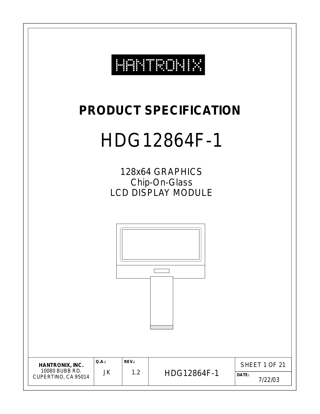 HANTRONIX HDG12864F-1 Datasheet