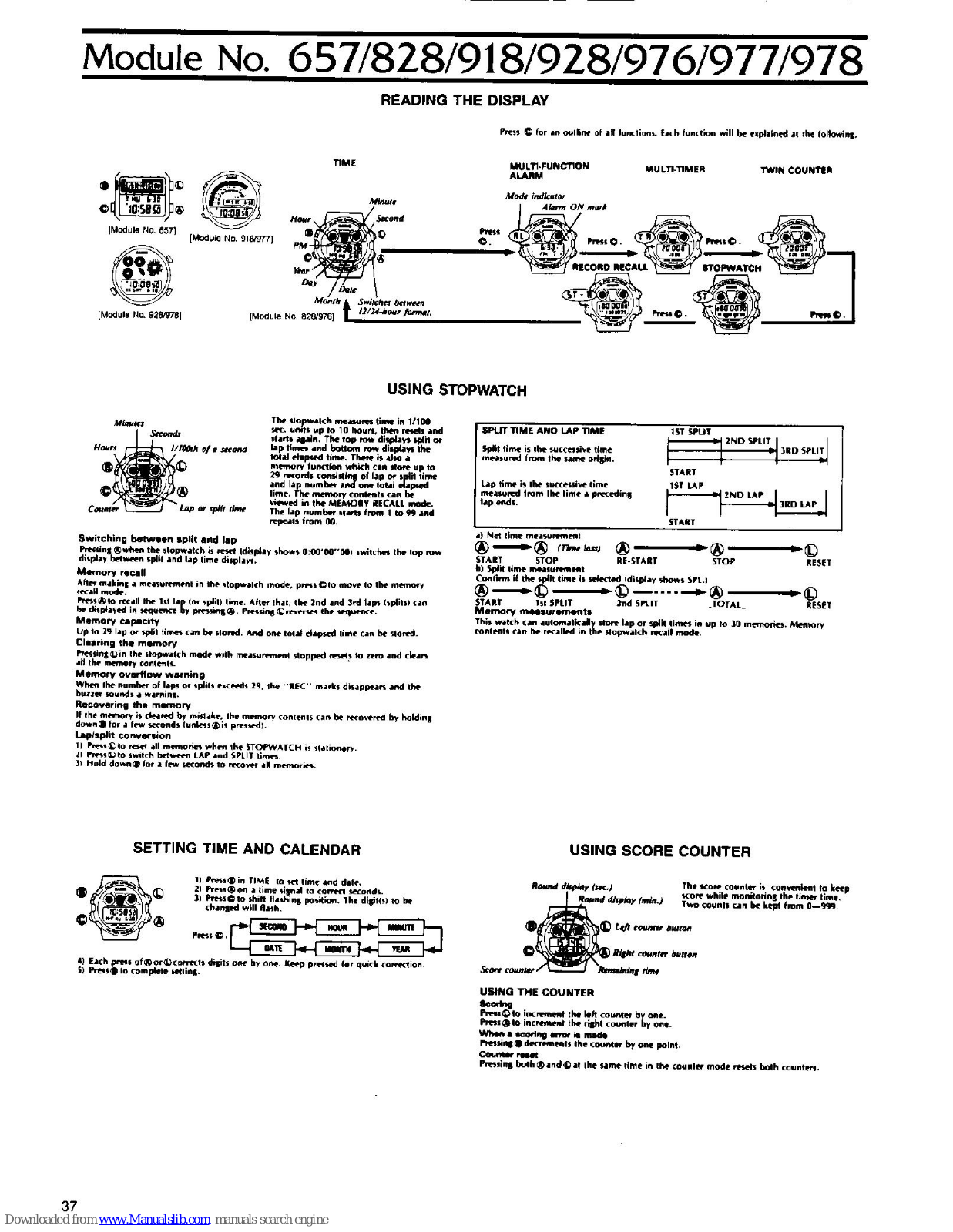 Casio QW-828, QW-918, QW-928, QW-976, QW-977 User Manual