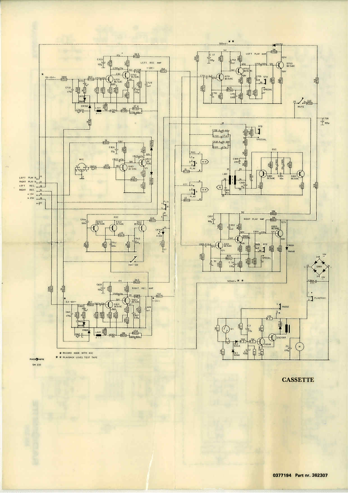 Tandberg SM-230 Schematic