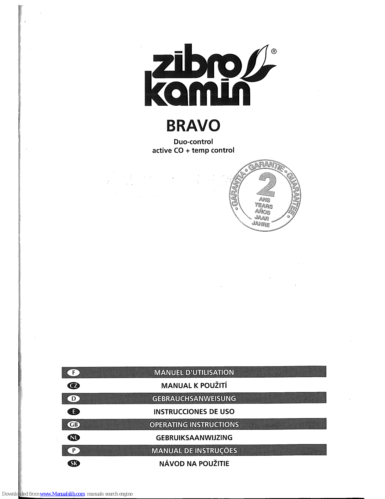 Zibro Kamin Bravo Operating Instructions Manual