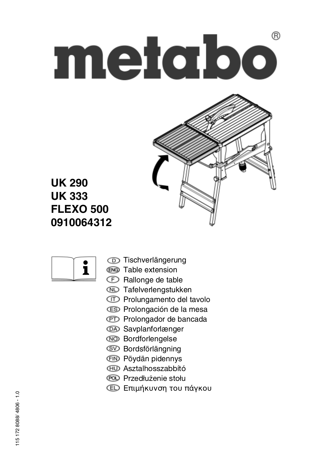 Metabo UK 290, UK 333, FLEXO 500, 0910064312 User guide - ManualMachine.com