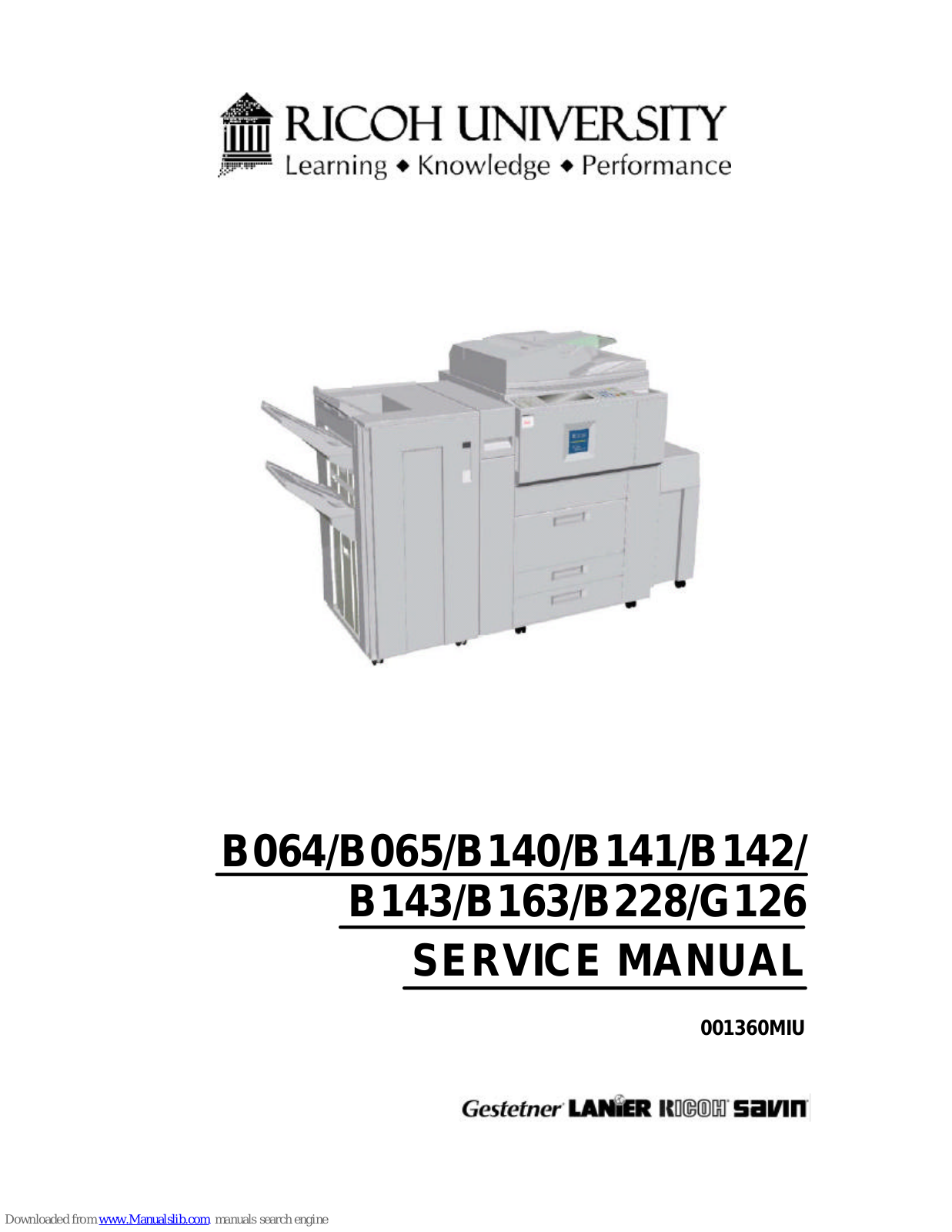 SAVIN 6002, LD060, 2560, Aficio 1060, 7502 Service Manual