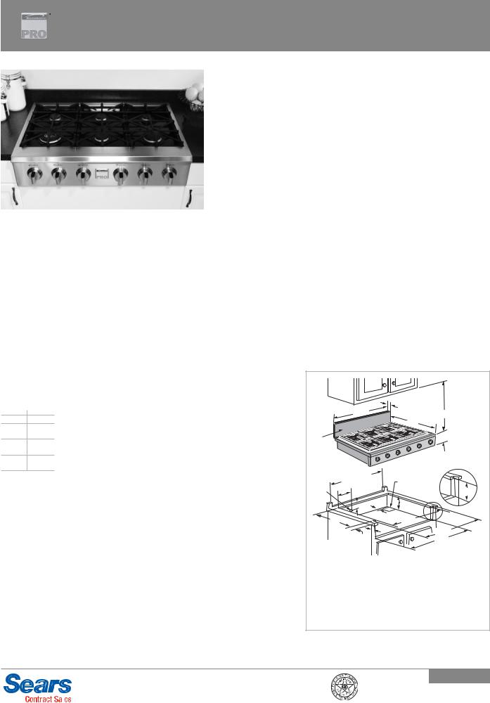 Kenmore 30503, Pro 36 Slide-In Ceramic-Glass Gas Cooktop Quick Start Manual