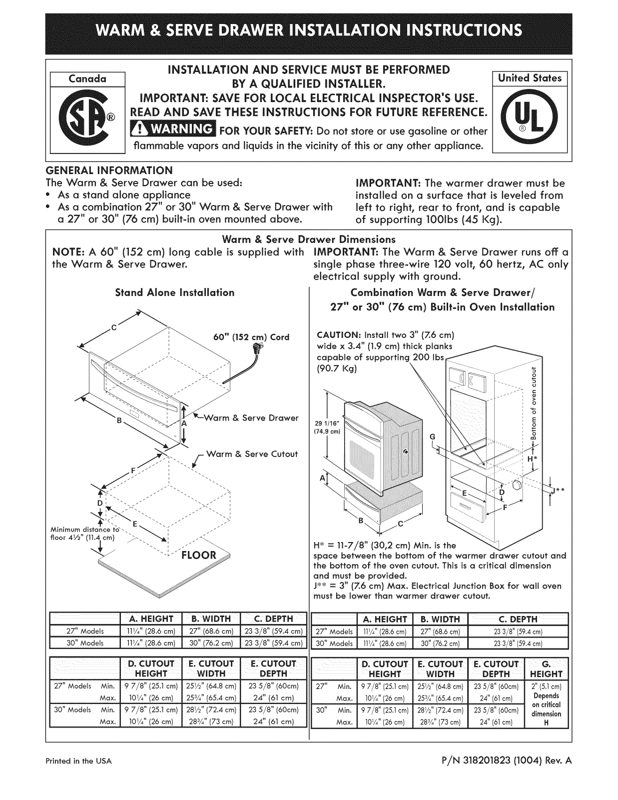 Kenmore Elite 79049990411, 79049313000, 79049283000, 79046913510, 79046913511 Installation Guide - ManualMachine.com