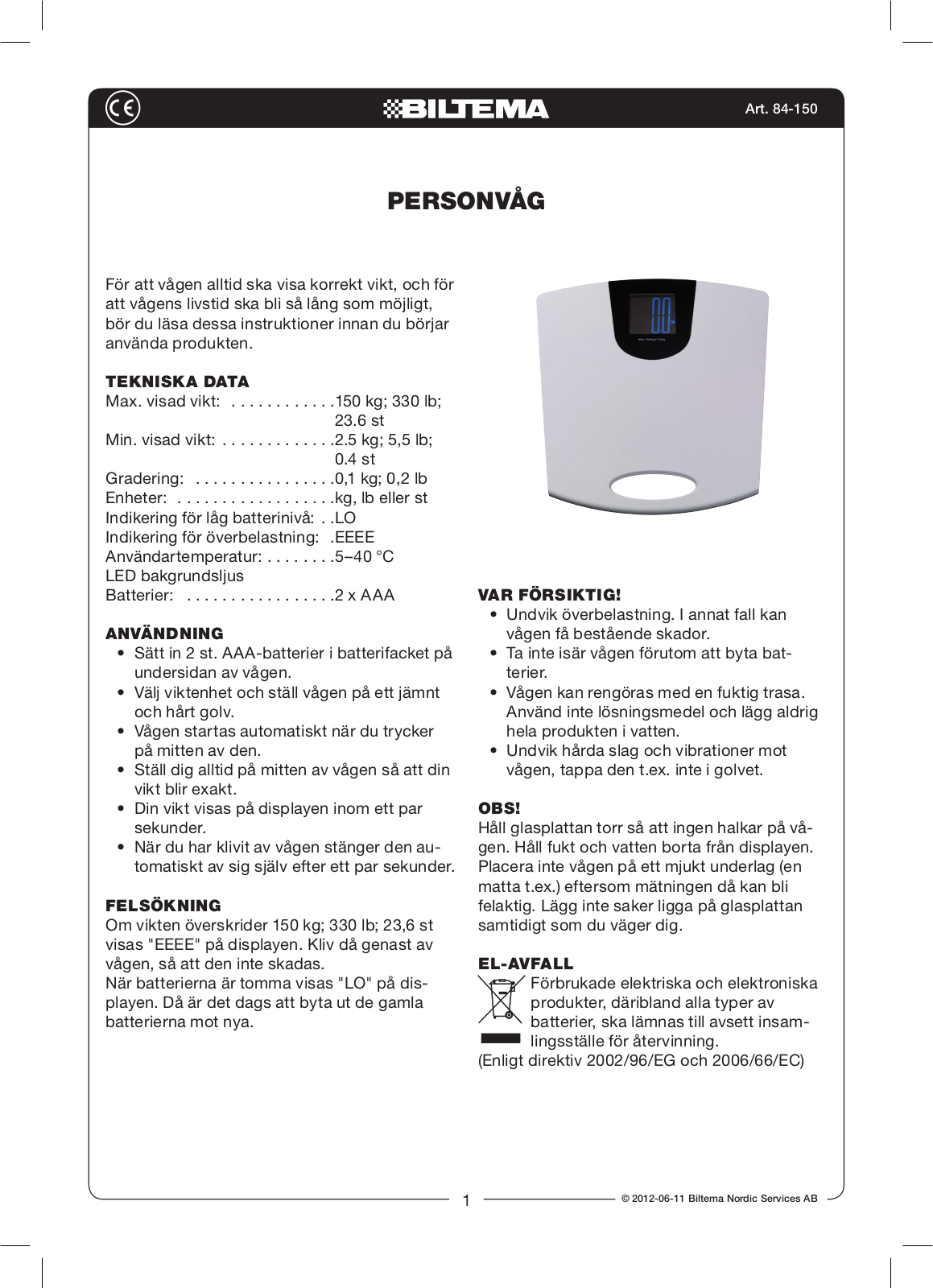 Biltema 84-150 User Manual