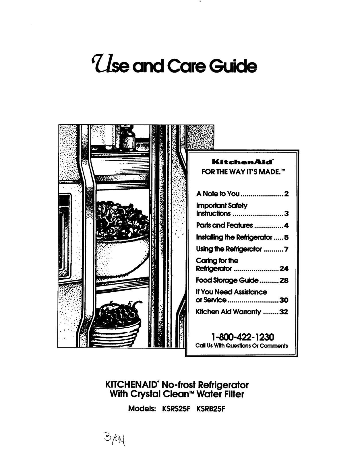 KitchenAid KSRS25F, KSRB25F Owner's Manual