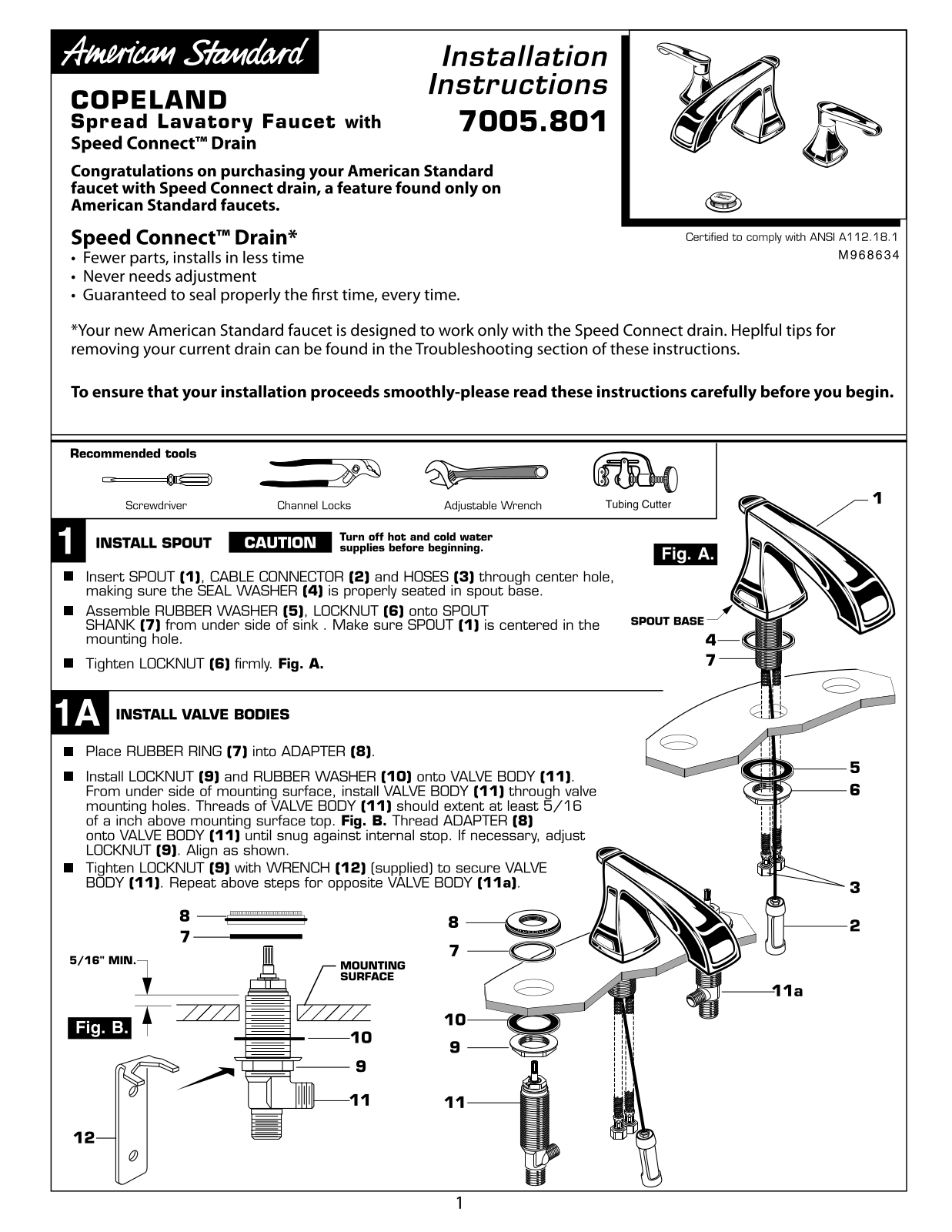 American Standard 7005.801 User Manual