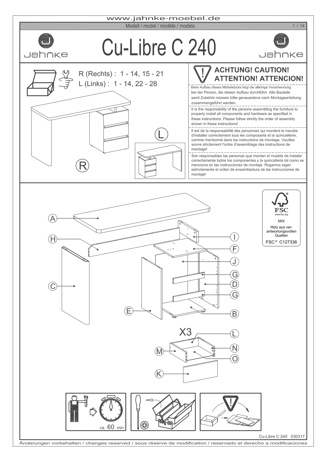 Jahnke CU-Libre C 240 Assembly instructions