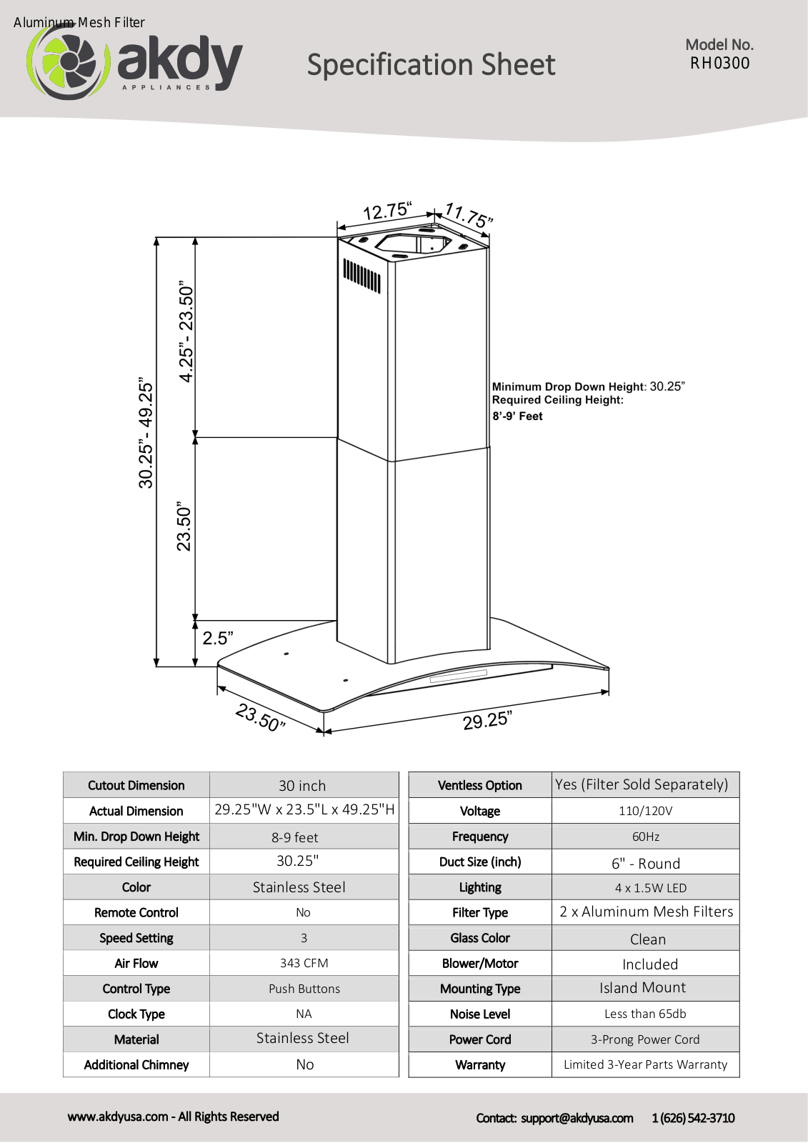 AKDY RH0300 Specifications