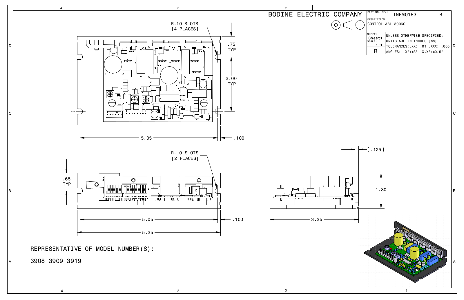 Bodine 3908, 3909, 3919 Reference Drawing