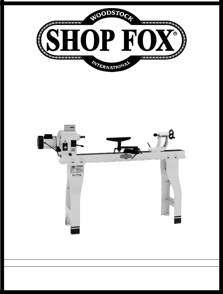 Shop fox W1758 User Manual