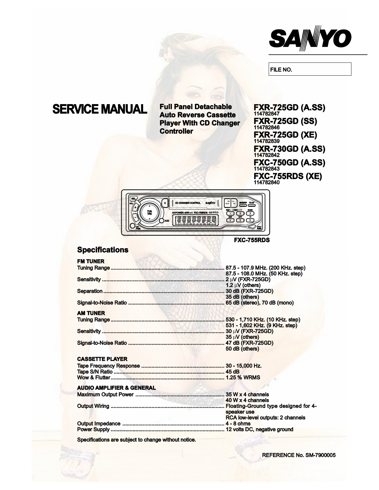 Sanyo FXD-725-GD, FXD-730-GD, FXD-750-GD, FXD-755-GD Service manual