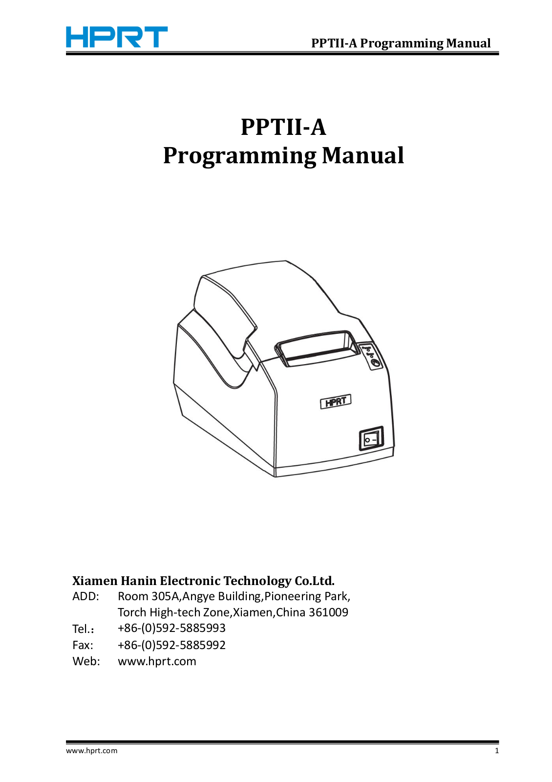 HPRT PPTII-A Programming Manual