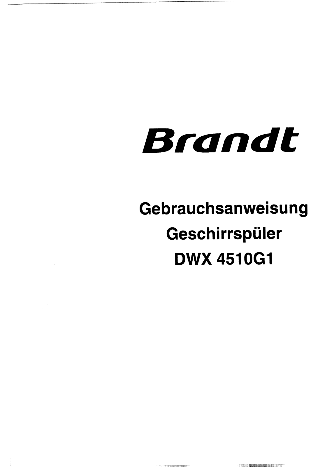 BRANDT DWX4510G1 User Manual