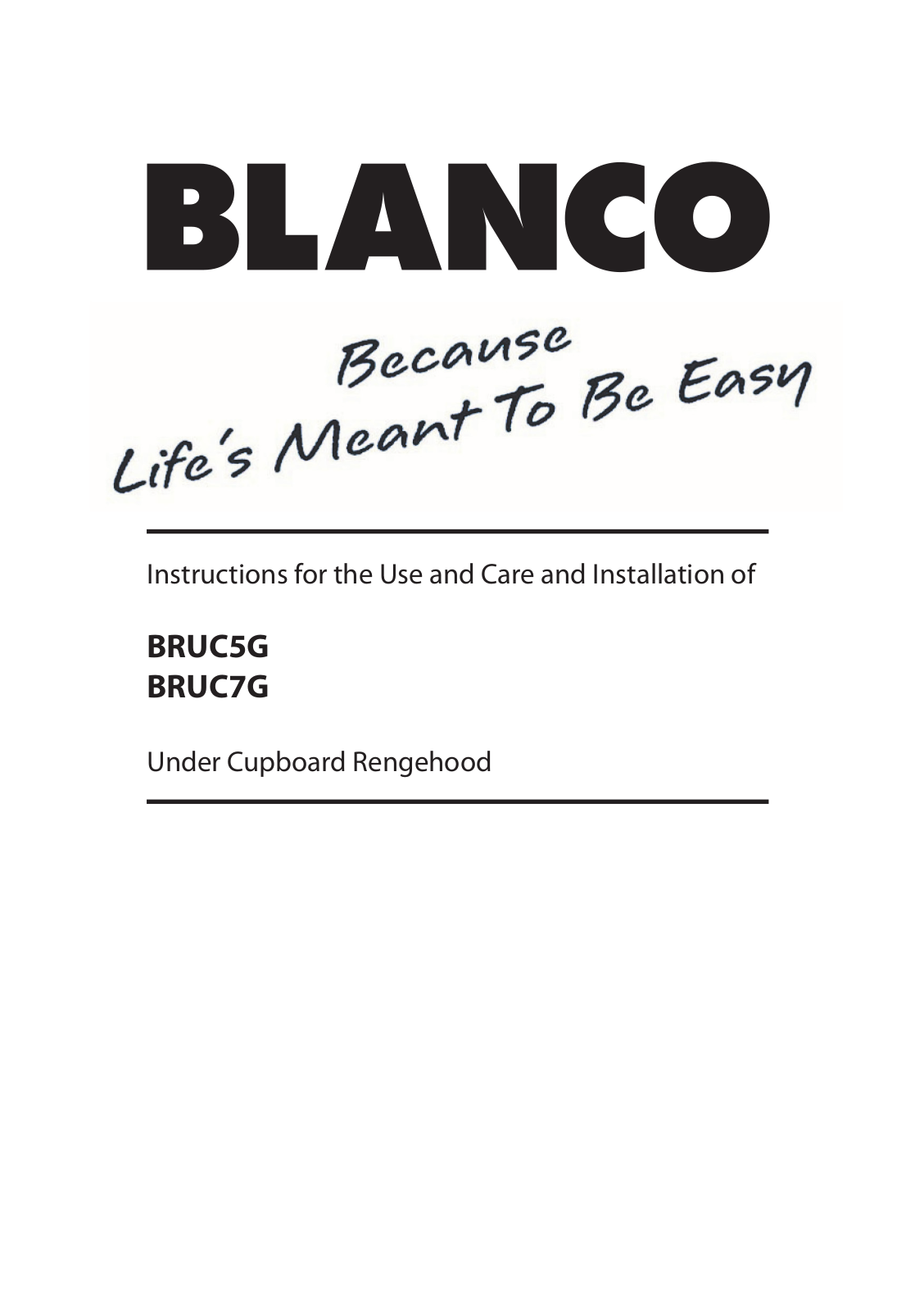 Blanco BRUC5G User Manual