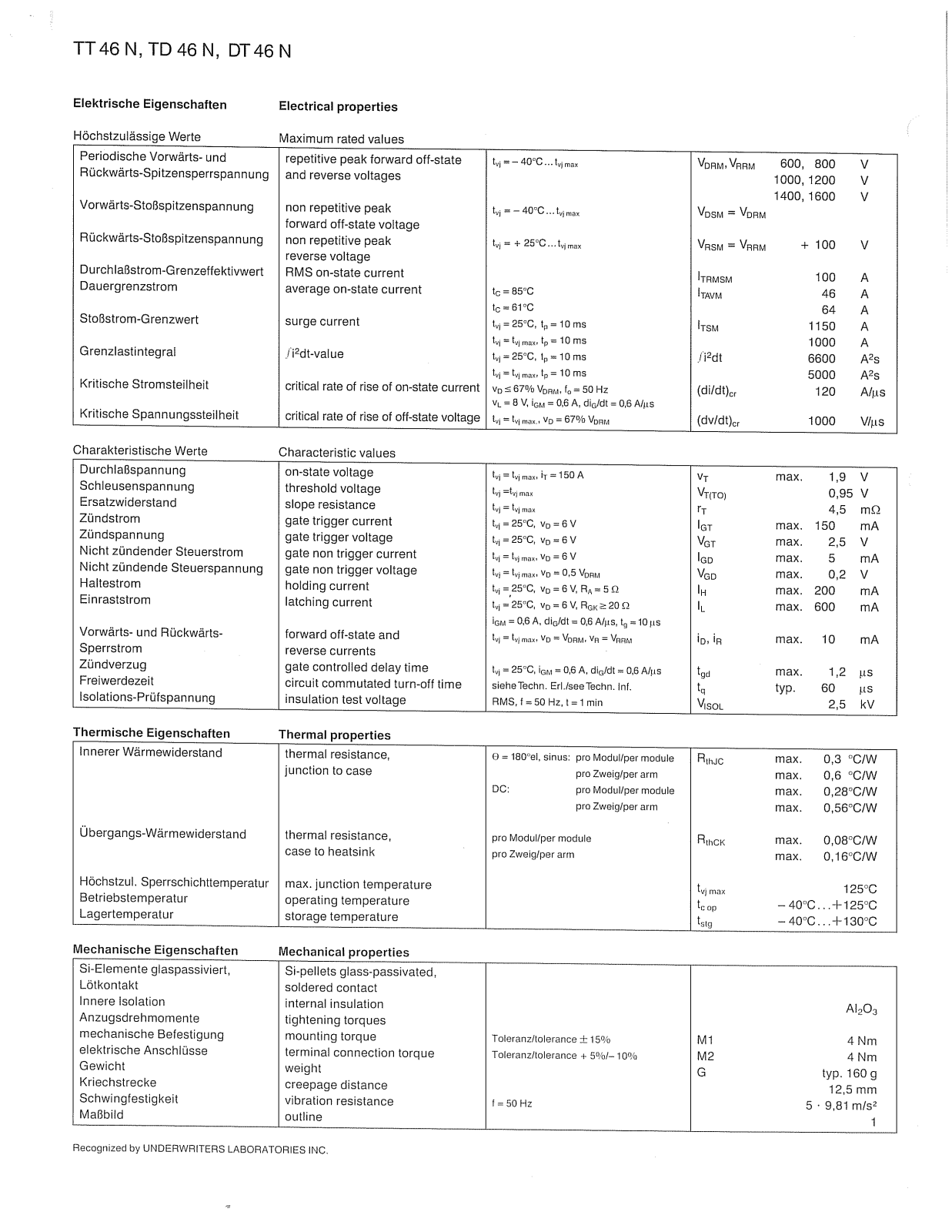 Infineon TT46N, TD46N, DT46N Data Sheet